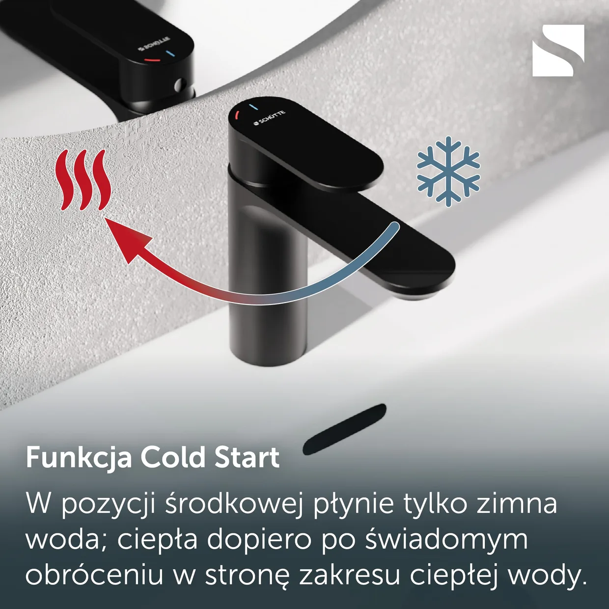 Смеситель для раковины Schütte Montana Cold Start с донным клапаном push-pop-up, чёрный (32316) — фото 7