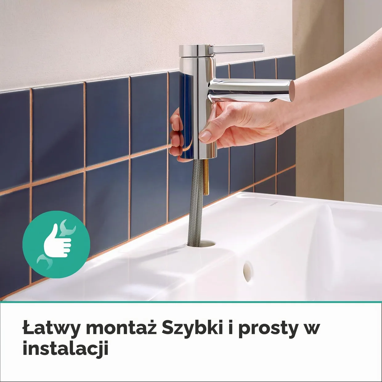 Смеситель для раковины hansgrohe Zesis S 70 CoolStart без донного клапана, хром (74711000) — фото 6
