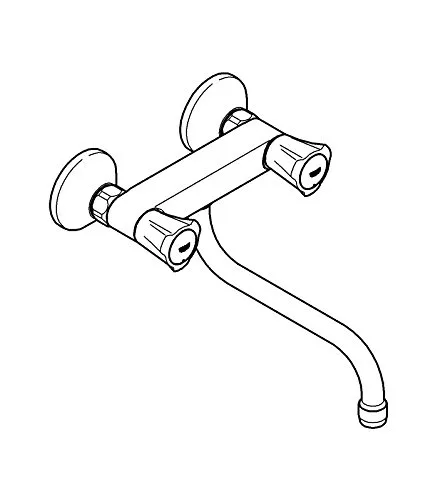 Смеситель для кухни настенный двухвентильный GROHE Costa L с нижним поворотным изливом 200 мм, хром (31187001) — фото 2