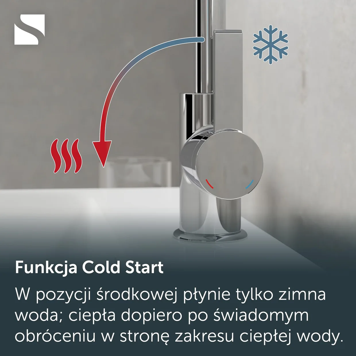 Смеситель для раковины Schütte Los Angeles Cold Start с высоким поворотным изливом и донным клапаном push-pop-up, хром (33120) — фото 8