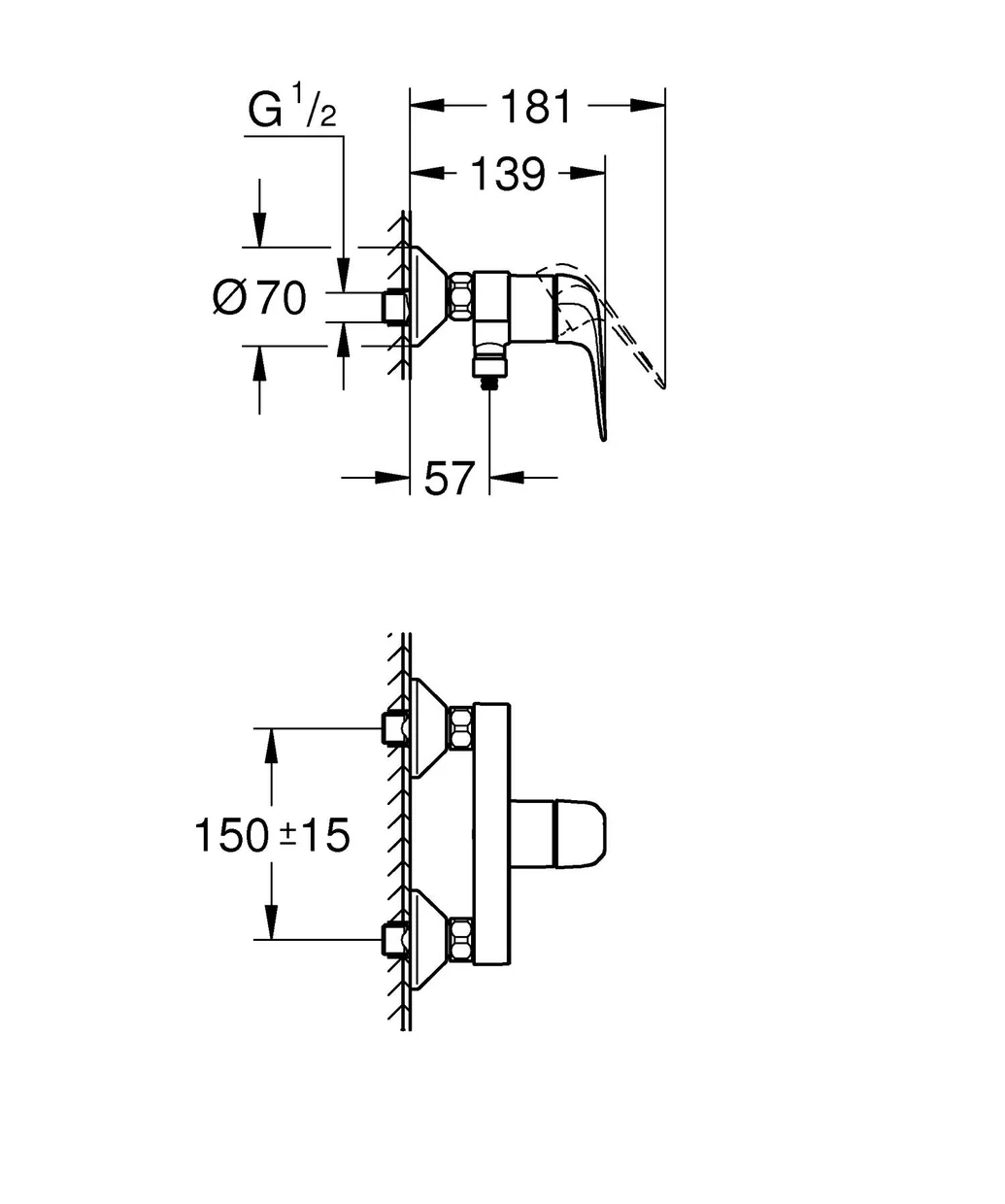 Смеситель для душа настенный GROHE QuickFix Swift, хром (24333001) — фото 7