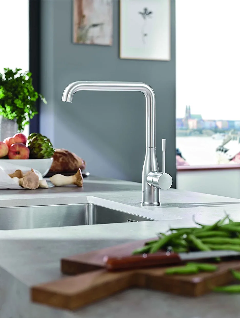 Смеситель для кухни GROHE Accent с высоким L-образным изливом, Supersteel (30423DC0) — фото 3