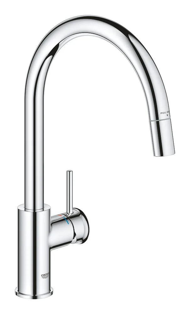 Смеситель для кухни GROHE BauClassic с выдвижным изливом, хром (30573000)