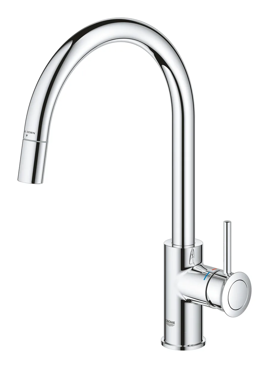 Смеситель для кухни GROHE BauClassic с выдвижным изливом, хром (30573000) — фото 5