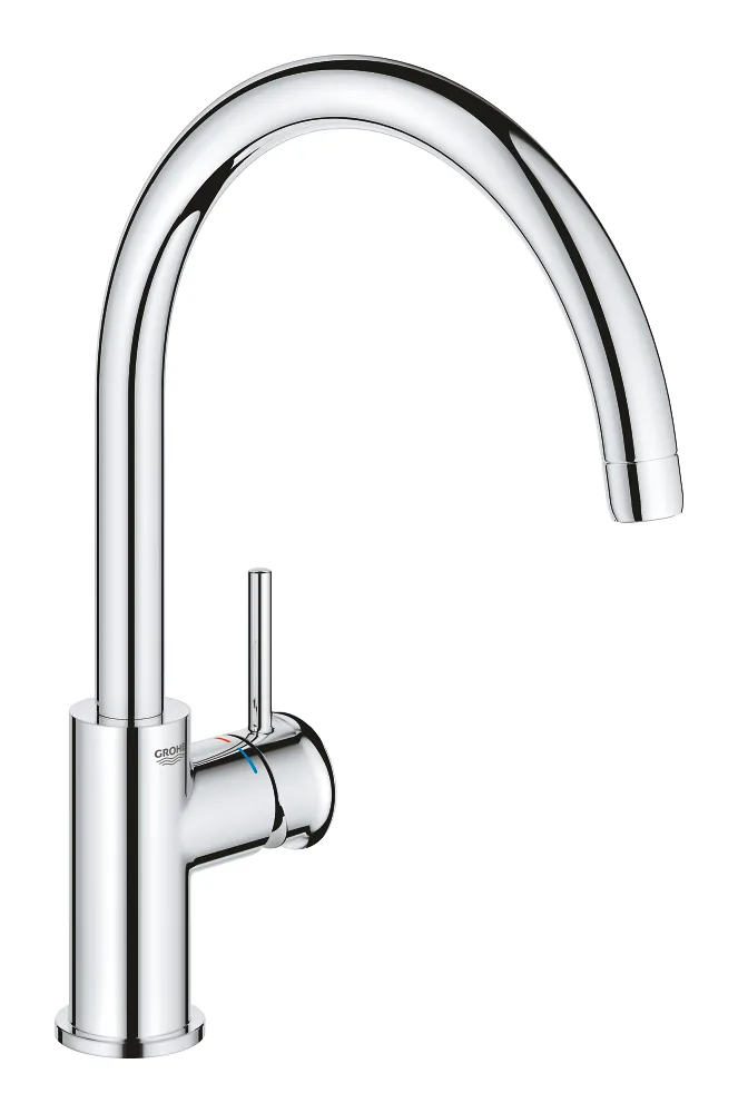 Смеситель для кухни GROHE BauClassic с высоким C-образным изливом, хром (30577000)