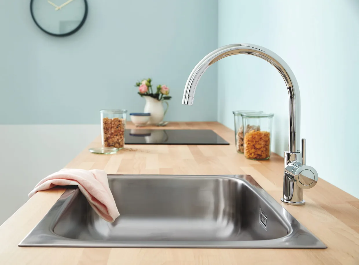 Смеситель для кухни GROHE BauClassic с высоким C-образным изливом, хром (30577000) — фото 3