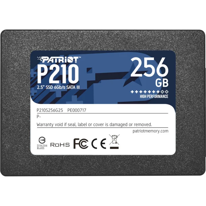 Твердотільний накопичувач SSD Patriot P210 2.5 SATA 256GB у чорному корпусі