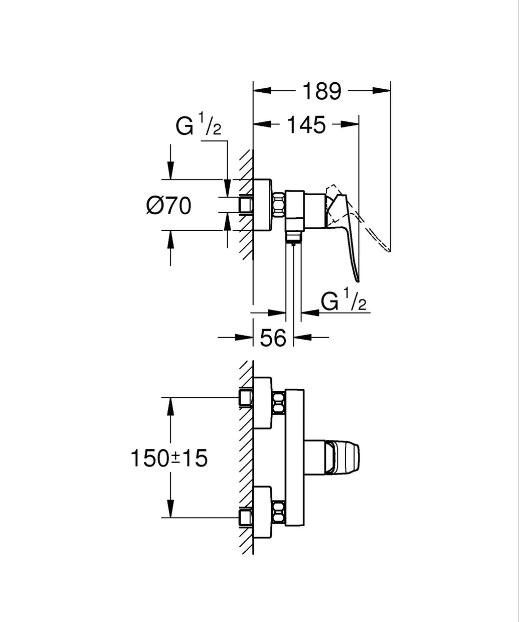 Смеситель для душа настенный GROHE QuickFix Dice, хром (1018740000) — фото 10