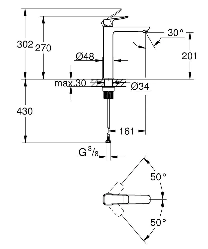 Смеситель для раковины GROHE QuickFix Dice XL, хром (1018920000) — фото 8