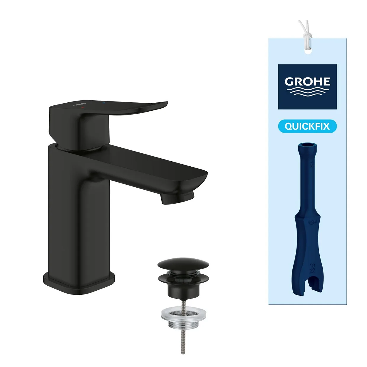 Смеситель для раковины GROHE QuickFix Dice S с донным клапаном, Matt Black (1018572430) — фото 2