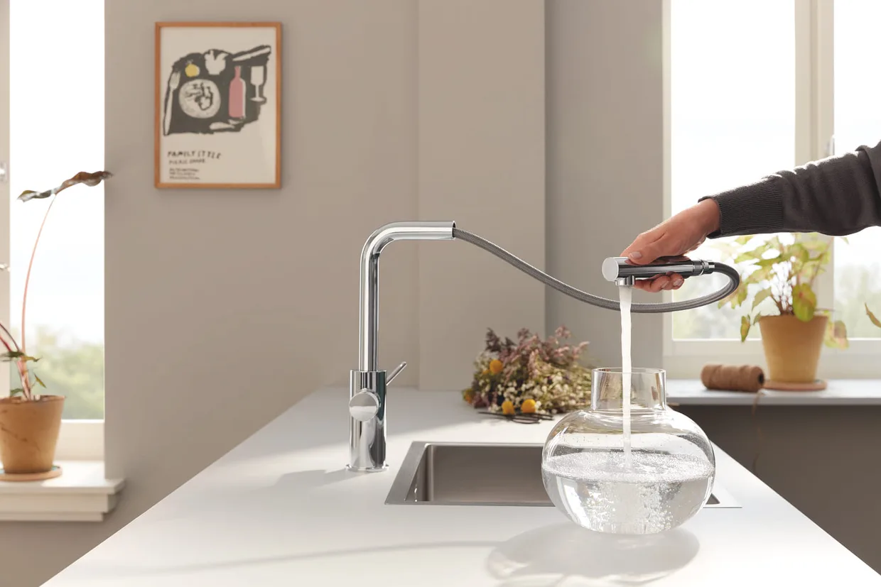 Смеситель для кухни GROHE Blue Pure Minta с каналом для фильтрованной воды и выдвижным изливом, хром (30590000) — фото 5