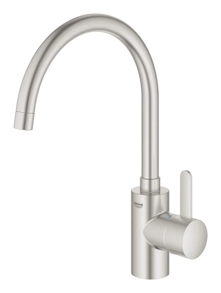 Смеситель для кухни GROHE Eurosmart Cosmopolitan с высоким C-образным изливом, Supersteel (32843DC2) — фото 3