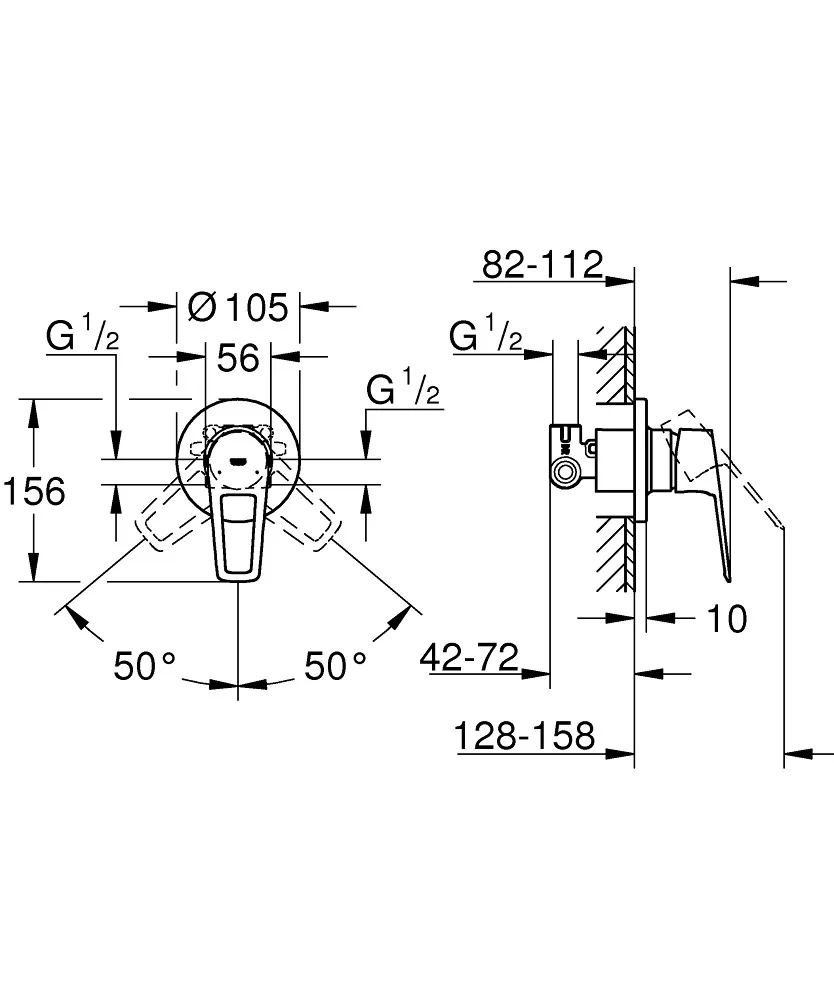 Смеситель для душа скрытого монтажа GROHE BauLoop, внешняя часть, хром (29042001) — фото 5
