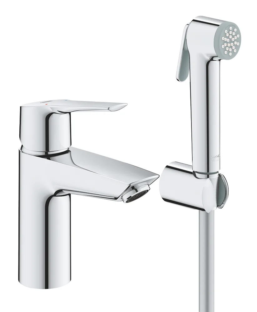 Смеситель для раковины GROHE QuickFix Start S с гигиеническим душем, хром (23123003)