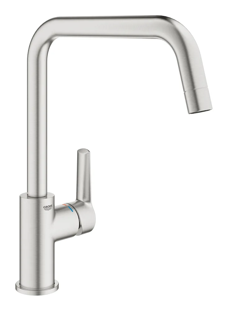 Смеситель для кухни GROHE QuickFix Start с высоким U-образным изливом, Supersteel (30470DC0)