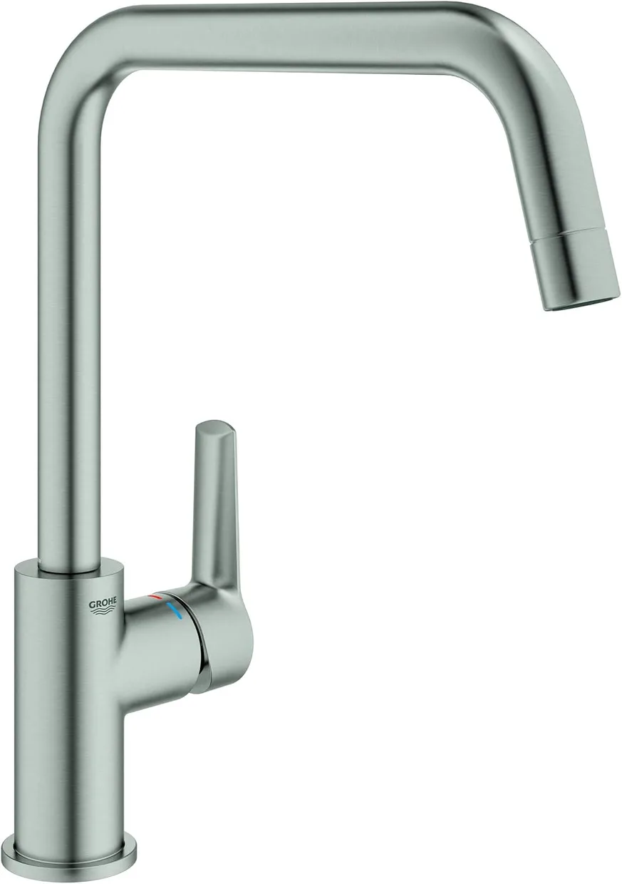 Смеситель для кухни GROHE QuickFix Start с высоким U-образным изливом, Supersteel (30470DC0) — фото 2