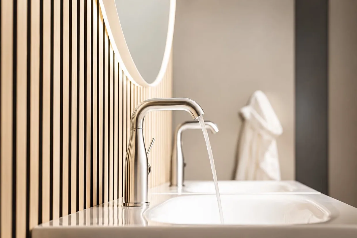 Смеситель для раковины GROHE Essence M с донным клапаном, Supersteel (24173DC1) — фото 5