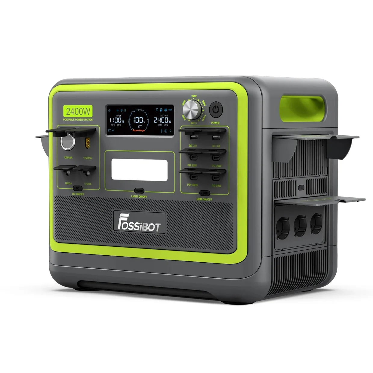 Зарядная станция FOSSiBOT F2400 Green — розетки 230V с защитными крышками