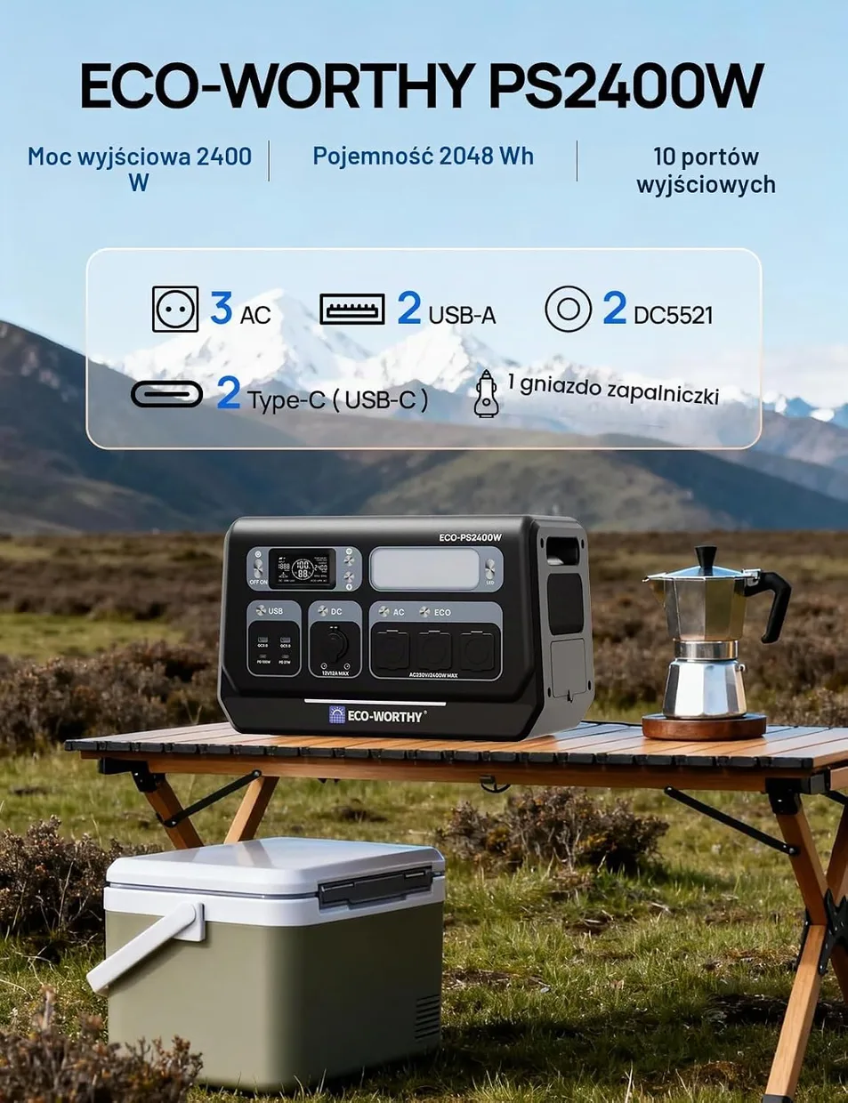 Зарядная станция ECO-WORTHY PS2400 2048Wh 2400W LiFePO4 — фото 2