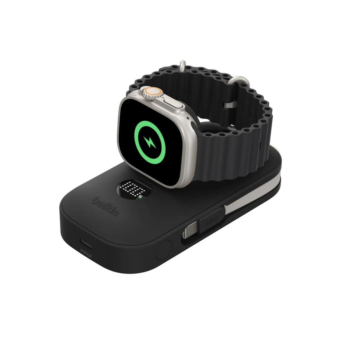 Повербанк Belkin BoostCharge Pro 10000mAh 45W со встроенным кабелем USB-C и быстрой зарядкой для Apple Watch Black (BPD012HQBK)