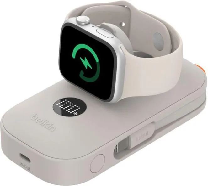 Power Bank Belkin BoostCharge Pro 10000mAh 45W с кабелем USB-C и быстрой зарядкой Apple Watch Sand (BPD012HQSA) — фото 2