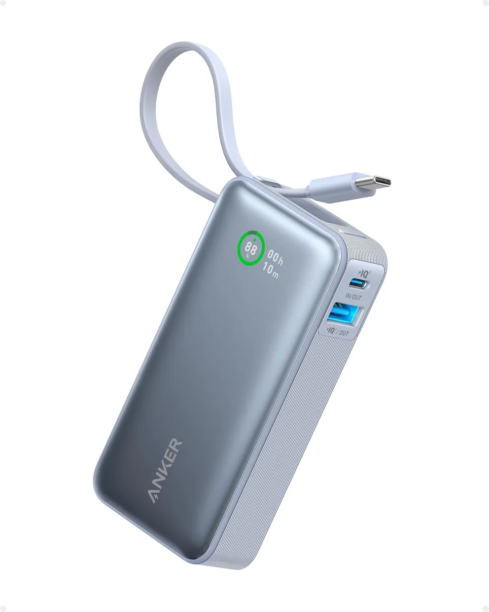Power Bank Anker Nano 10000mAh 30W с встроенным кабелем USB-C Ice Lake Blue (A1259031)
