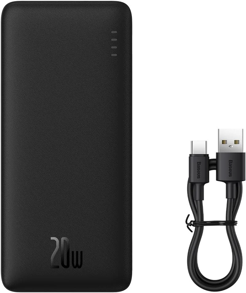Power Bank Baseus Airpow 10000mAh 20W с кабелем-ремешком USB-C (PPQD090001) Black — фото 2