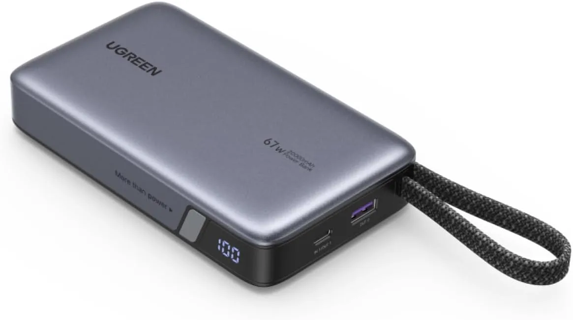Power Bank UGREEN Nexode PB550 20000mAh 67W со встроенным кабелем USB-C Gray (55996B)