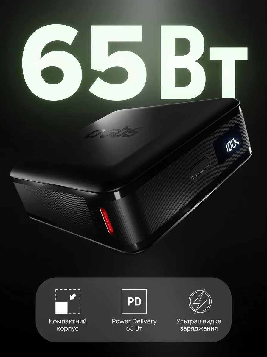 Power Bank SBS Nanotube High Density 20000mAh 65W (TEBB20000HDPDLCDK) Black — фото 2