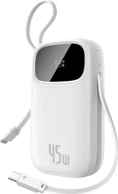 Power Bank Baseus Enerfill FC31 20000mAh 45W с двумя встроенными кабелями USB-C Moon White (P10082105213-00)