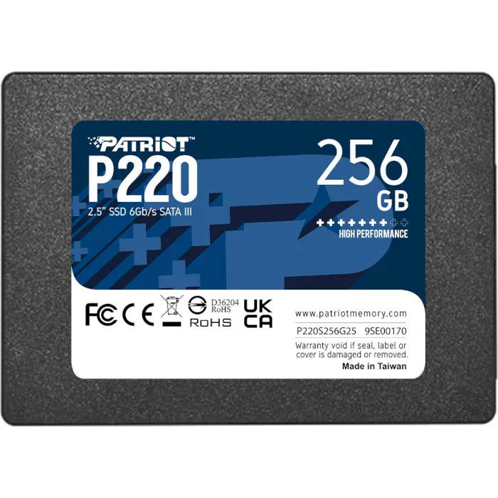 Твердотільний накопичувач SSD Patriot P220 2.5 SATA 256GB спереду