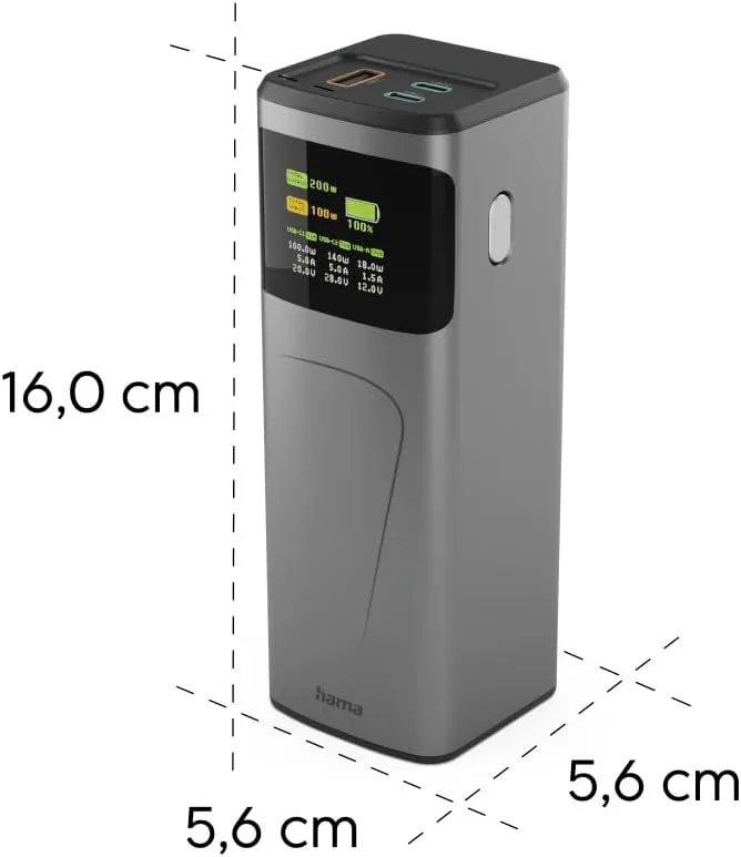 Power Bank Hama High Power 200 24000mAh 65W Power Delivery (00201743) Gray — фото 6