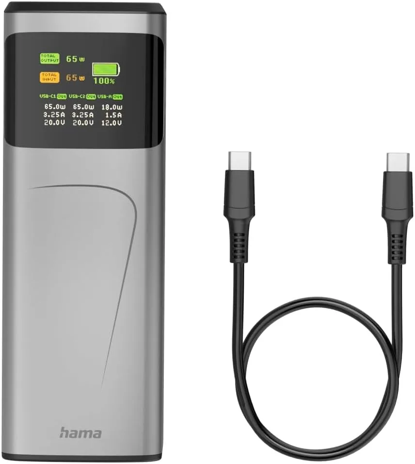 Power Bank Hama High Power 20 20000mAh 65W Power Delivery Gray (00201741) — фото 4