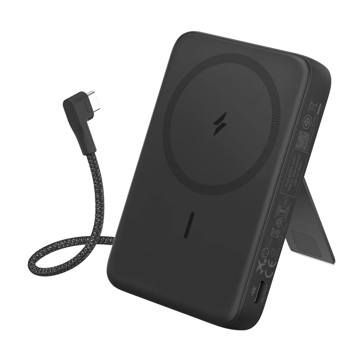 Power Bank Anker Zolo Magnetic 10000mAh 30W с кабелем USB-C и подставкой Black (A1685611)