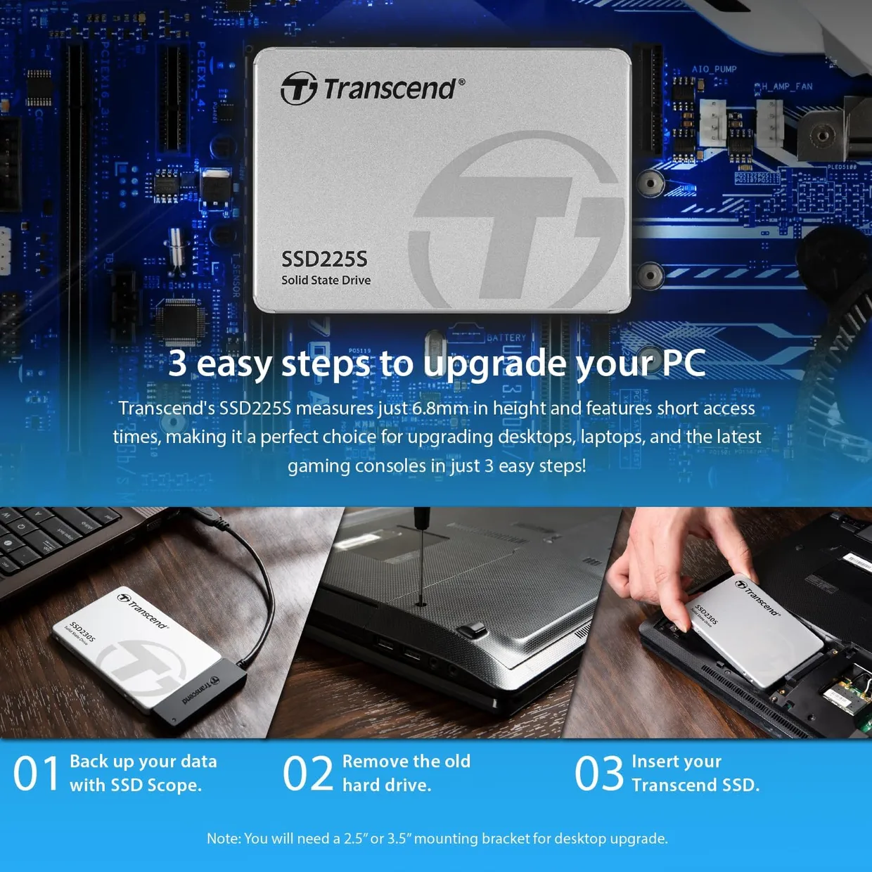 SSD диск Transcend SSD225S 2TB 2.5" SATA III (TS2TSSD225S) — фото 5