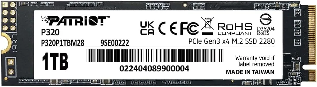 SSD диск Patriot P320 1TB M.2 NVMe (P320P1TBM28)