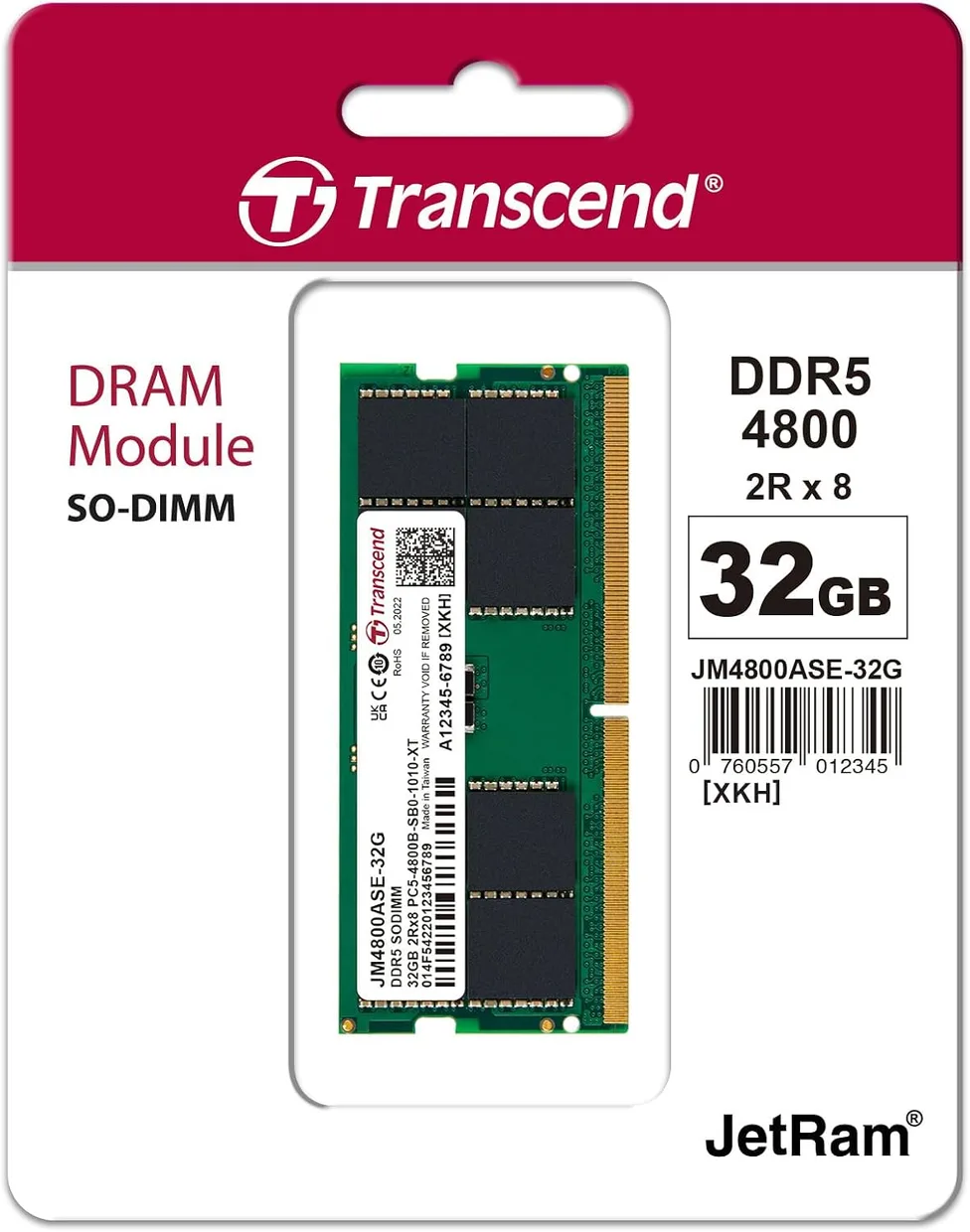 Оперативная память Transcend JetRam DDR5 SO-DIMM 32GB/4800 (JM4800ASE-32G) — фото 2