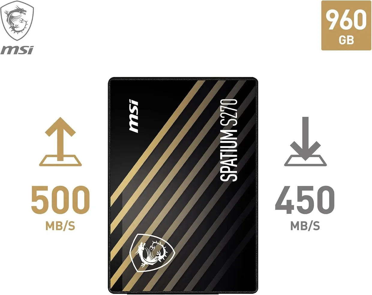 SSD диск MSI Spatium S270 960GB 2.5" SATA III (S78-440P130-P83) — фото 2