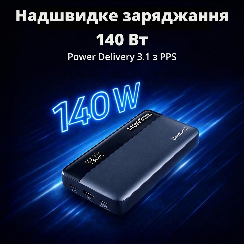 Сверхбыстрая зарядка 140 Вт Intenso HE25000